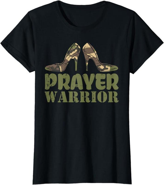 Camo Heels Women Gift T-Shirt Cotton Tee Earthy Black Women Outfits