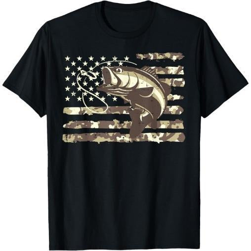 Camo US Flag Bass Fish Cool Fishing Patriotic Men T-Shirt Made in USA Hoodie, Sweatshirt | DripVista.com