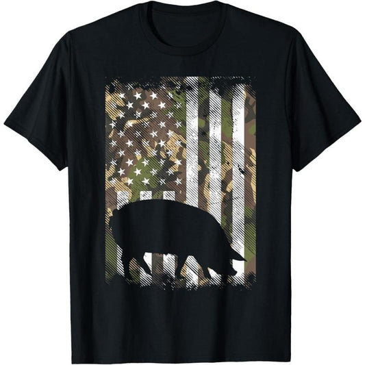 Camo US Flag Pig Vintage Farm Animal Patriotic Farmer Gift T-Shirt made in usa