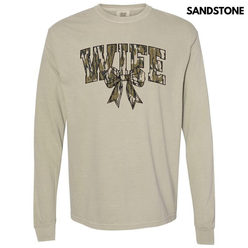 Camo Wife Coquette Long Sleeve Comfort Colors T-Shirt 'NLB'