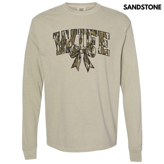Camo Wife Coquette Long Sleeve Comfort Colors T-Shirt 'NLB'
