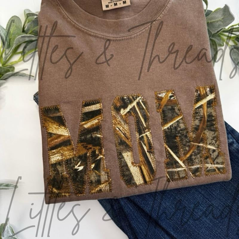 Camo embroidered mom comfort colors T-shirt, Comfy women Shirts