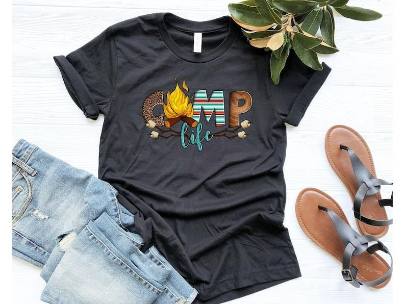 Camp Life Shirt, Happy Camping Shirt, Camping Fire Shirt, Camper Shirt, Nature Lover Shirt, Hiking Gifts, Glamping Shirt, RV Camping Gifts