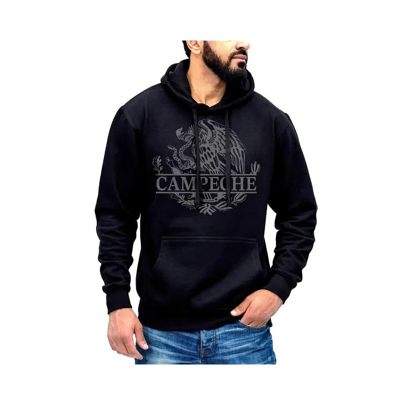 Campeche Mexico Eagle Emblem Hoodie Sweatshirt Cotton Fabric