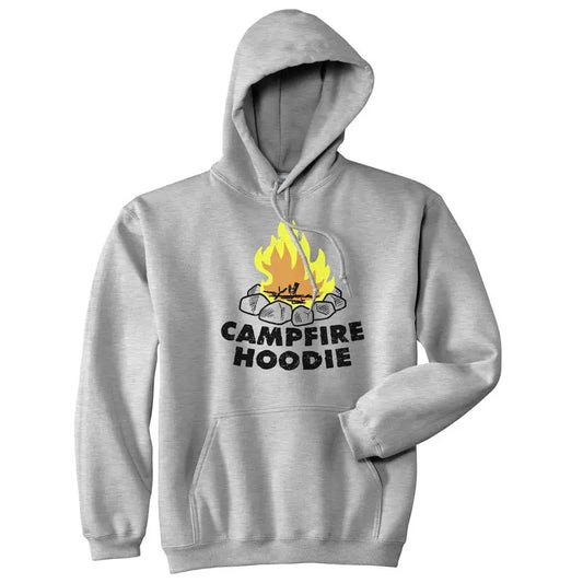 Campfire Hoodie Funny Happy Camper Summer Camping Outdoor Hooded Sweatshirt Funny Hoodies Funny Camping Pullover Novelty Sweatshirt Light Grey