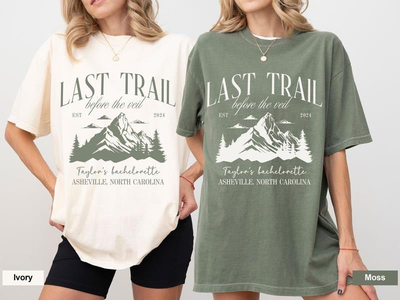 Camping Bachelorette Party Shirts Lake Hiking Bachelorette Last Trail Before The Veil Mountain Bachelorette Partycamp Bach Shirt