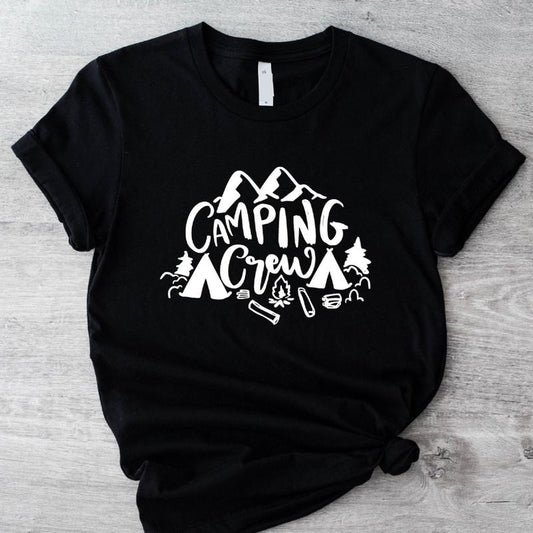 Camping Crew T-Shirt, Matching Family Camping Trip Shirt, Friends Vacation Tee, Unisex Camp Lover Gift Tee