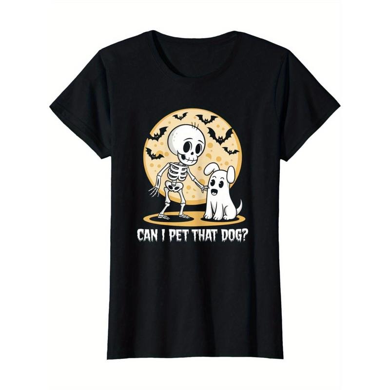 Can I Pet That Dog? Skeleton Ghost Dog Full Moon Halloween Men's T-Shirt made in usa Hoodie, Sweatshirt | DripVista.com