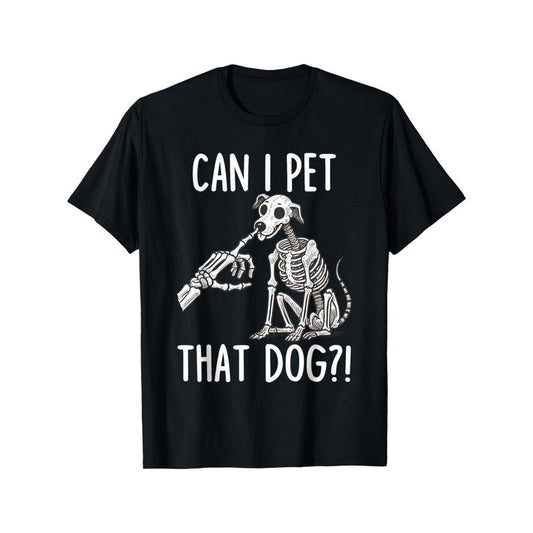 Can I Pet That Dog Halloween Skull Men's T-Shirt made in usa