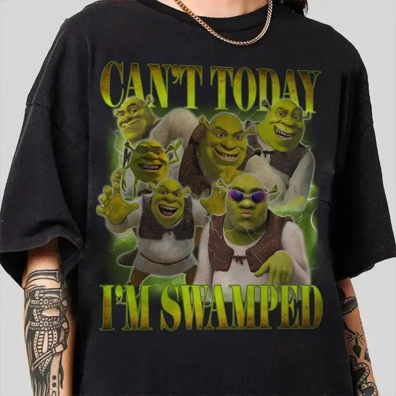 Can't Today I'm Swamped Shirt, Shrek shirt, Fiona Princess Shirt, Shrek and Fiona Shirt, Sassy Shrek Shirt, Funny Shrek Trending Shirt Casual Cotton, Classic Cotton Shirt