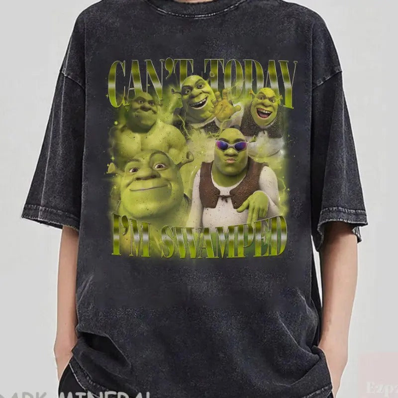 Can't Today I'm Swamped Unisex T-Shirt - Humorous Shrek Inspired Tee, Ironic & Sassy, Fun Gift Idea