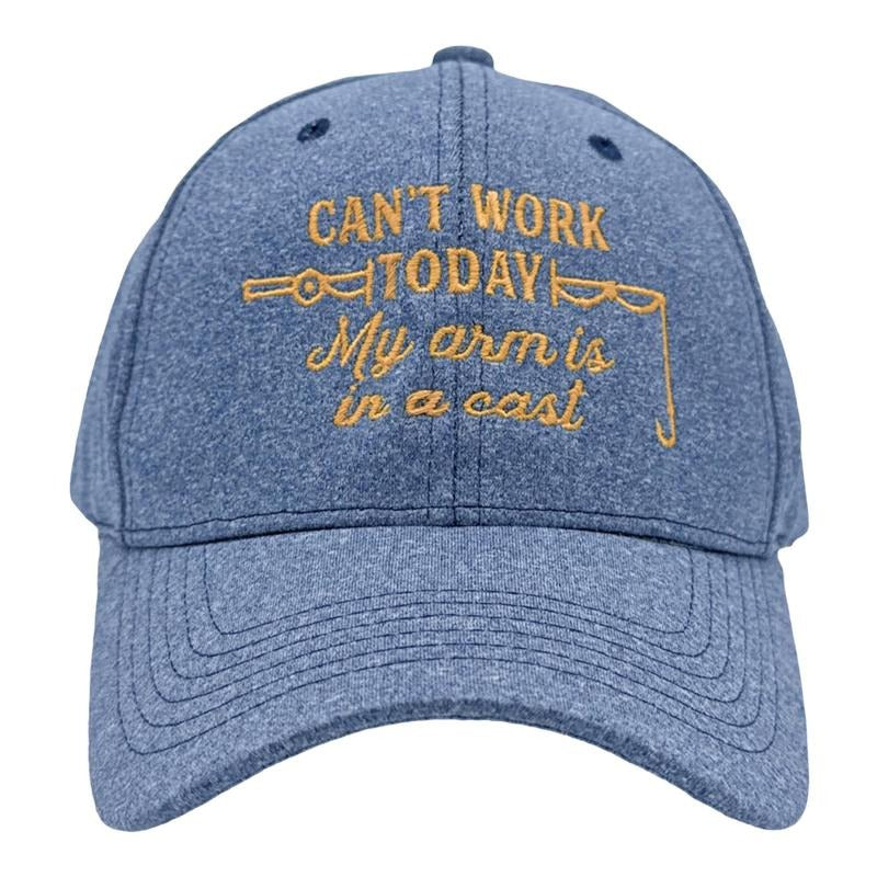 Can't Work Today My Arm Is In A Cast Hat Funny Fishing Rod Joke Cap Funny Hats Dad Joke  Funny Fishing  Novelty Caps for...