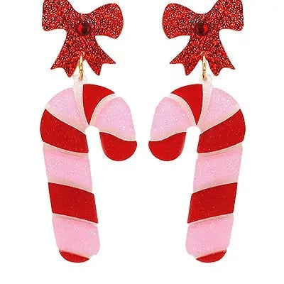 Candy Cane & Bow Glitter Earrings T-Shirts, Hoodie, Sweatshirt | DripVista.com
