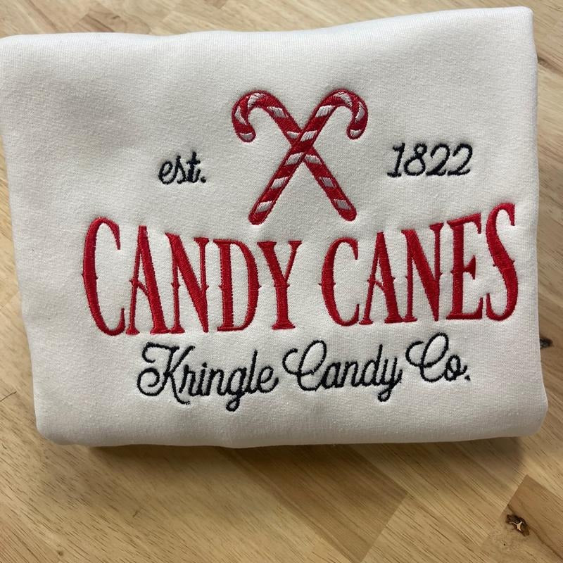 Candy cane embroidered sweatshirt T-Shirts, Hoodie | DripVista.com