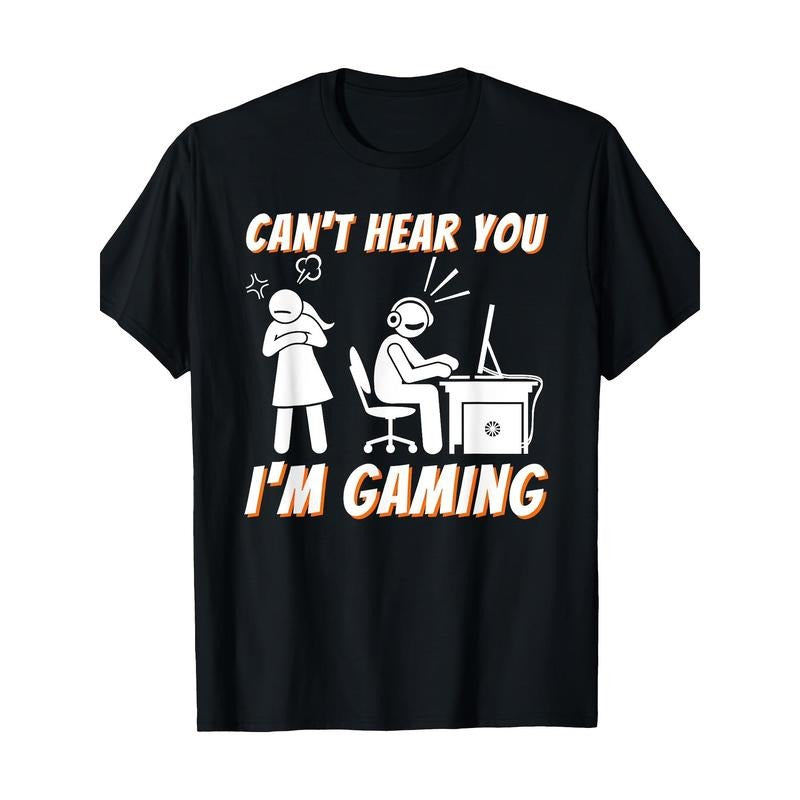 Cant Hear You Im Gaming Video Gamer Women Men 220g 100% Cotton T-Shirt made in usa Hoodie, Sweatshirt | DripVista.com