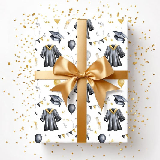 Cap & Gown Graduation Wrapping Paper
