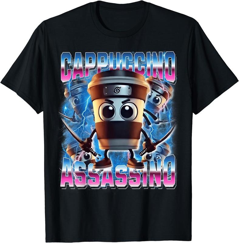 Cappuccino-Assassino Italian-Brainrot Funny Gen Z Men Women T-Shirt | Unisex Cotton Tee Gift, Crewneck, Short Sleeve