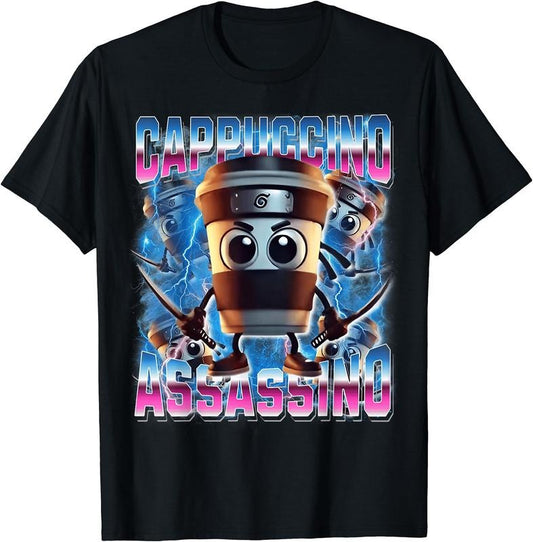 Cappuccino-Assassino Italian-Brainrot Funny Gen Z Men Women T-Shirt | Unisex Cotton Tee Gift, Crewneck, Short Sleeve