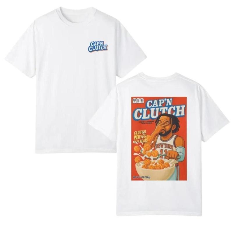 Captain Clutch Jalen Brunson Knicks T-Shirt, Spiky hair fighters Shirts, 2 side Comfort Cotton Crewneck Fabric,...