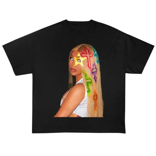 Car.di B Shirt, white eye Funny Tee Classic Cotton Top