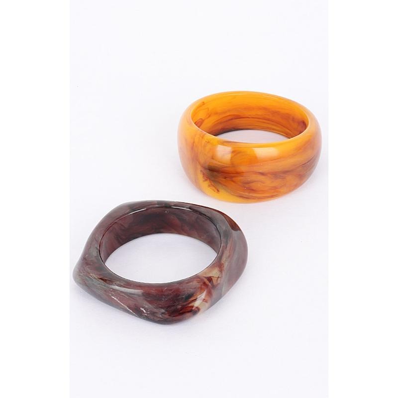 Carmello 2 Piece Resin Bangle Set - Orange & Marbled Design Fashion Jewelry Accessories T-Shirts, Hoodie, Sweatshirt