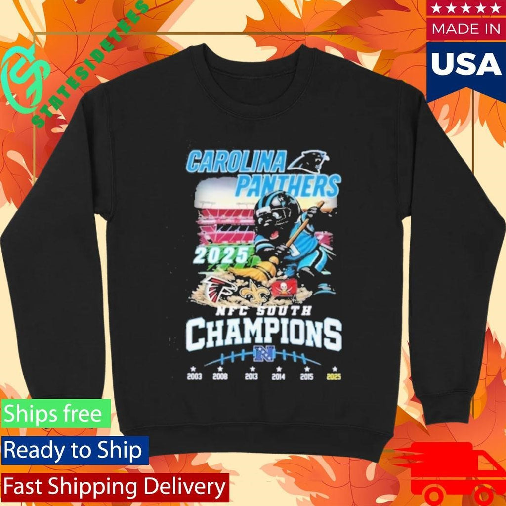 Carolina Panthers 2025 Nfc South Champions Mascot Shirt