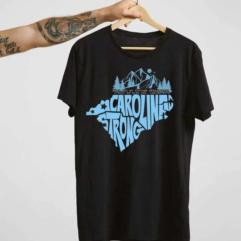 Carolina Strong Fundraiser Tshirt, North Carolina Stronger Together T Shirt, North Carolina Flood Relief Unisex Tee, Charity Donation T-Shirt, Support Hurricane Victims, Relief Efforts