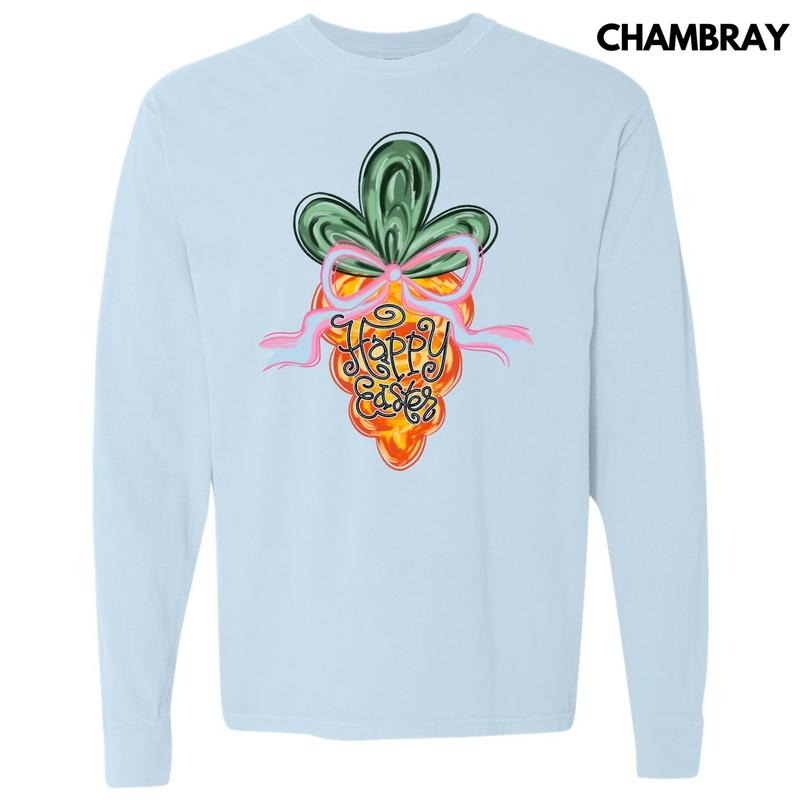 Carrot Happy Easter Long Sleeve Comfort Colors T-Shirt 'NLB'