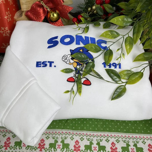 Cartoon Characters Embroidered Sweatshirt, Cartoon Main Character and Friends Christmas Embroidered Shirt