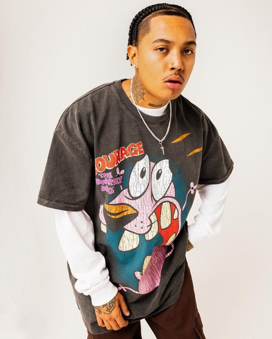 Cartoon Network Courage the Cowardly Dog Vintage T-Shirt Black Trending Movie T shirt Vintage 90s T-shirt gift for Movie fans gift for him gift for her unisex T-shirt Urbanwear Shirt Fabric Menswear