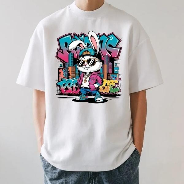 Cartoon Streetwear Bunny T-Shirt, Sweatshirt, Hoodie, Urban Graphic Sublimation Shirt, Graffiti DTF Print, Printable...