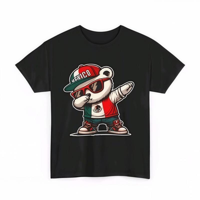 Casual Crewneck T-Shirt Mens Crew Neck Dabbing Tee with Patterned Print Gunpla brand Adorable Mexican Bear Design for...