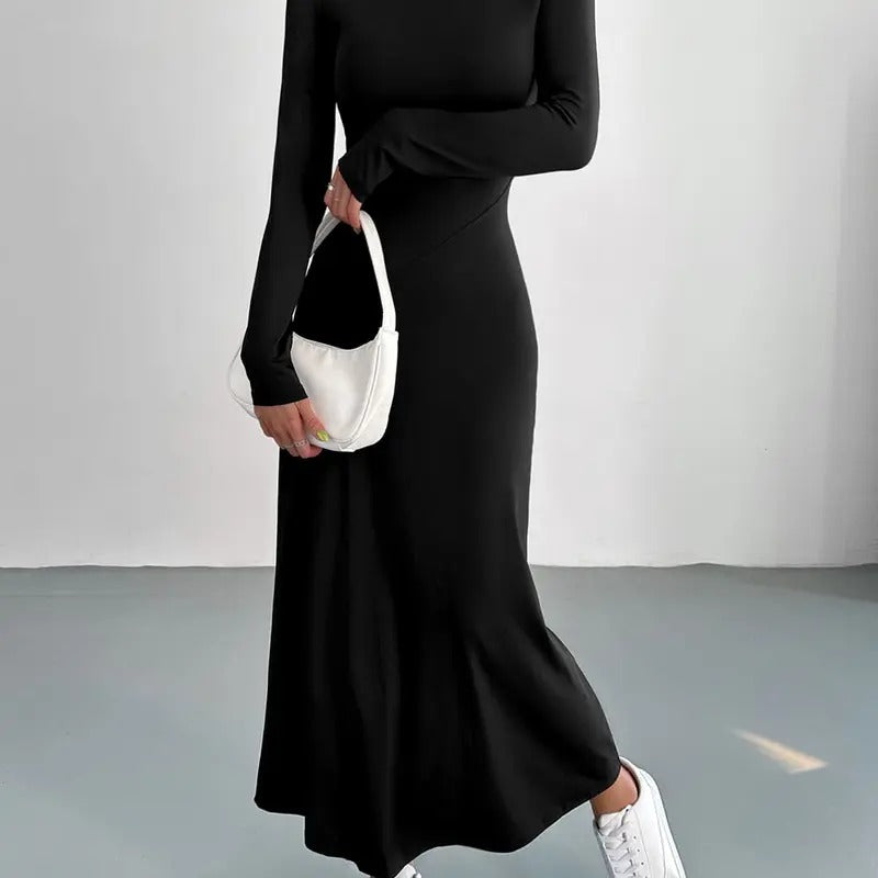 Casual Long Sleeve Round Neck Solid A Line Long Maxi DressY2K T-Shirts, Hoodie, Sweatshirt | DripVista.com