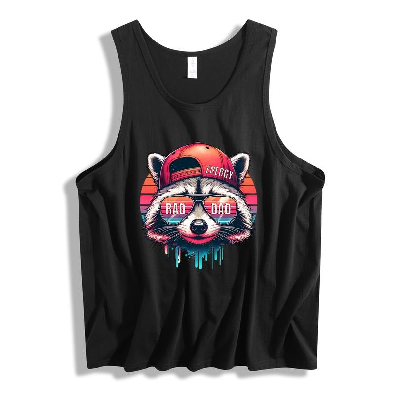 Casual Men'WB shield Vest Showcasing WB shield Hip Raccoon Design with "ENERGY" Cap Gunpla brand Stylish Sunglasses...