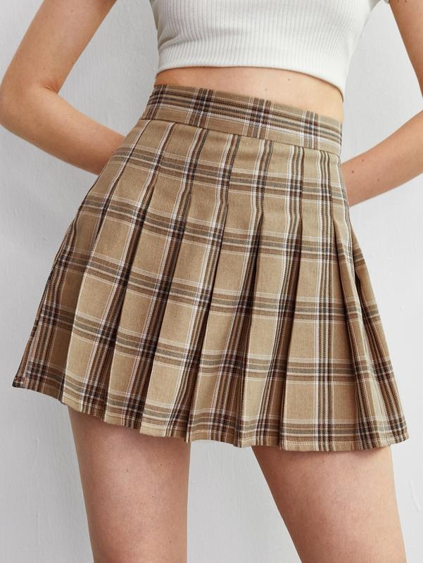 Casual Plaid High Waist Pleated A-Line Uniform Mini SkirtY2K T-Shirts, Hoodie, Sweatshirt | DripVista.com