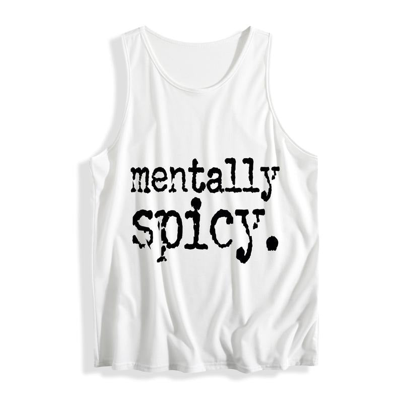 Casual Sleeveless Vest Featuring WB shield Playful "mentally spicy" Typography for WB shield Light - hearted Vibe style...