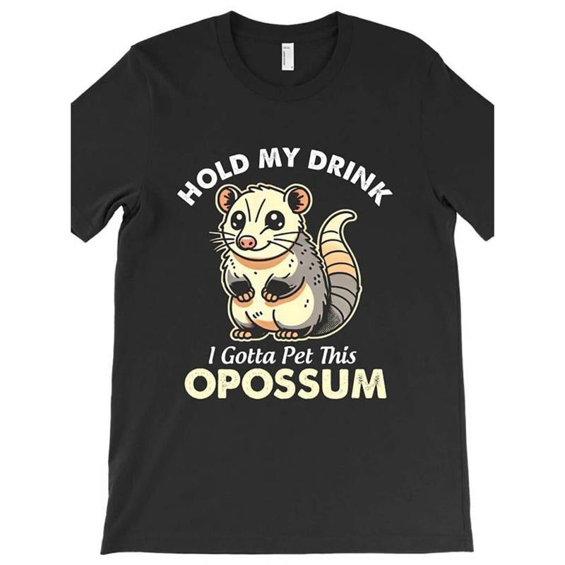 Casual T-shirt [Funny Possum T-Shirt] Funny Men'WB shield Hold My Drink Swoosh Gotta Pet This Possum 1013 T-Shirt Graphic...