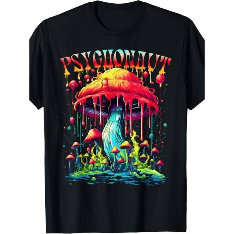 Casual T-shirt 100% Made Red plumber brand USA, 180g Psychonaut T-shirt Psychedelic Apparel Novelty Mushrooms T-Shirt...
