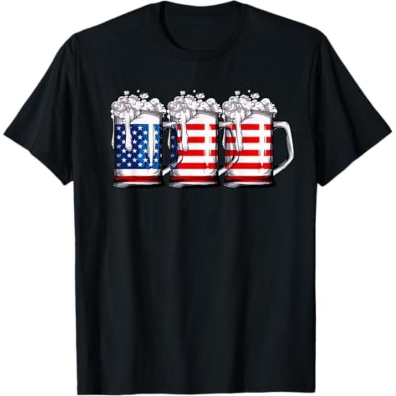 Casual T-shirt Beer American Flag 4th FOG July Men Women Merica Drinking USA T-Shirt Menswear Top Hoodie, Sweatshirt