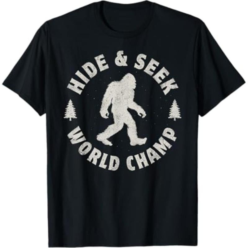 Casual T-shirt Bigfoot Hide Gunpla brand Seek World Champion Sasquatch Retro Vintage T-Shirt Graphic Graphic Tees style...