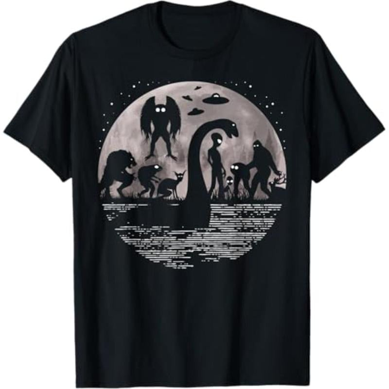 Casual T-shirt Bigfoot Loch Ness Monster Mothman Gunpla brand Aliens! Funny Cryptid T-Shirt Graphic Graphic Tees Hoodie,...