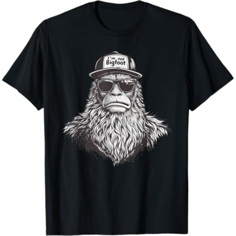 Casual T-shirt Bigfoot Red plumber brand Disguise Sunglasses Trucker Hat Swoosh'Bat brand Not Sasquatch T-Shirt, Small,...