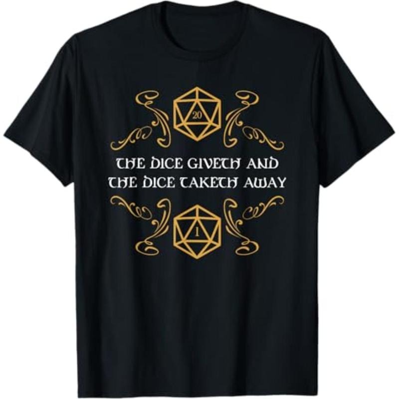 Casual T-shirt D20 Dice Giveth Gunpla brand Taketh Away Funny Nerdy T-Shirt T-Shirt Comfy Graphic Hoodie, Sweatshirt