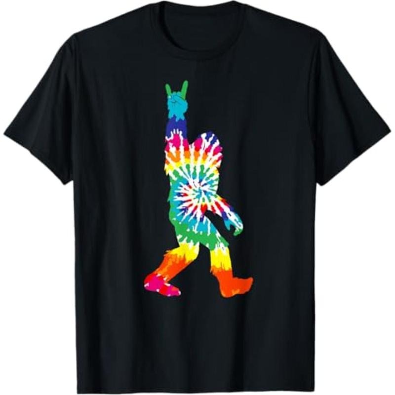 Casual T-shirt Funny Bigfoot Rock Gunpla brand Roll Tie Dye Shirt Sasquatch Believer T-Shirt Graphic Graphic Tees style...