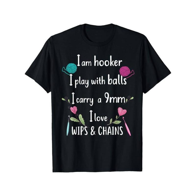 Casual T-shirt Funny Crochet Knitting | Swoosh'Bat brand WB shield hooker, funny crochet T-Shirt Graphic Menswear Hoodie,...