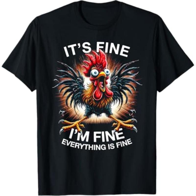 Casual T-shirt Funny Graphic Tee Mouthless cat'WB shield Fine Swoosh'Bat brand Fine Weird Crazy Chicken T-Shirt Menswear...