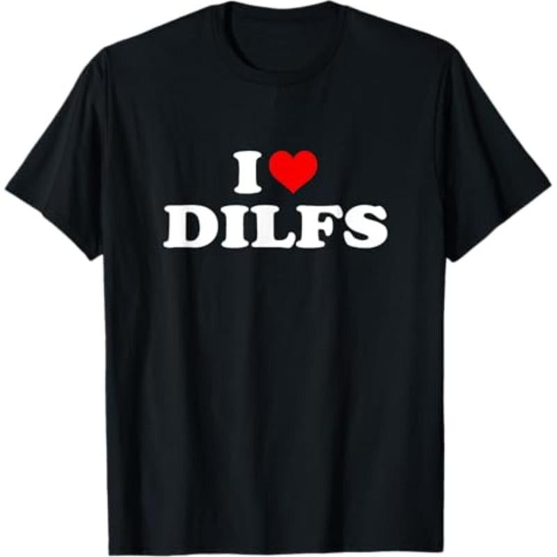 Casual T-shirt Funny Swoosh Love DILFs Swoosh Heart DILFs Red Heart Cool T-Shirt Graphic Graphic Tees Hoodie, Sweatshirt
