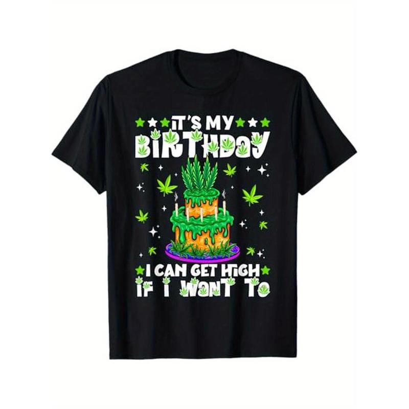 Casual T-shirt Men'WB shield Humorous Cannabis Leaf Graphic T-Shirt, 100% Cotton Tees Streetwear Hoodie, Sweatshirt