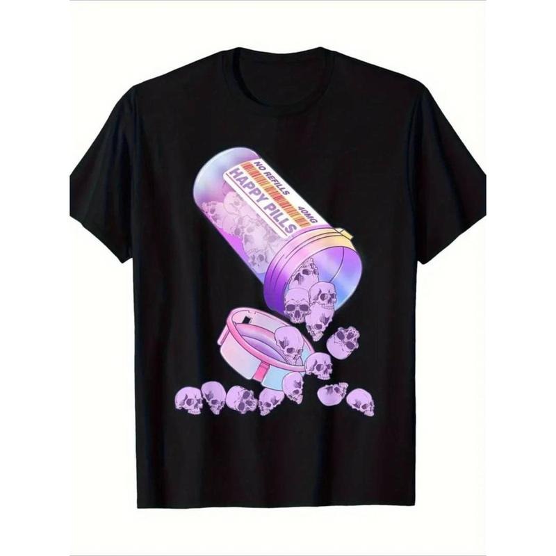 Casual T-shirt Men'WB shield Vintage Gothic Skull "Youngsters'WB shield First Christmas" Graphic T-Shirt