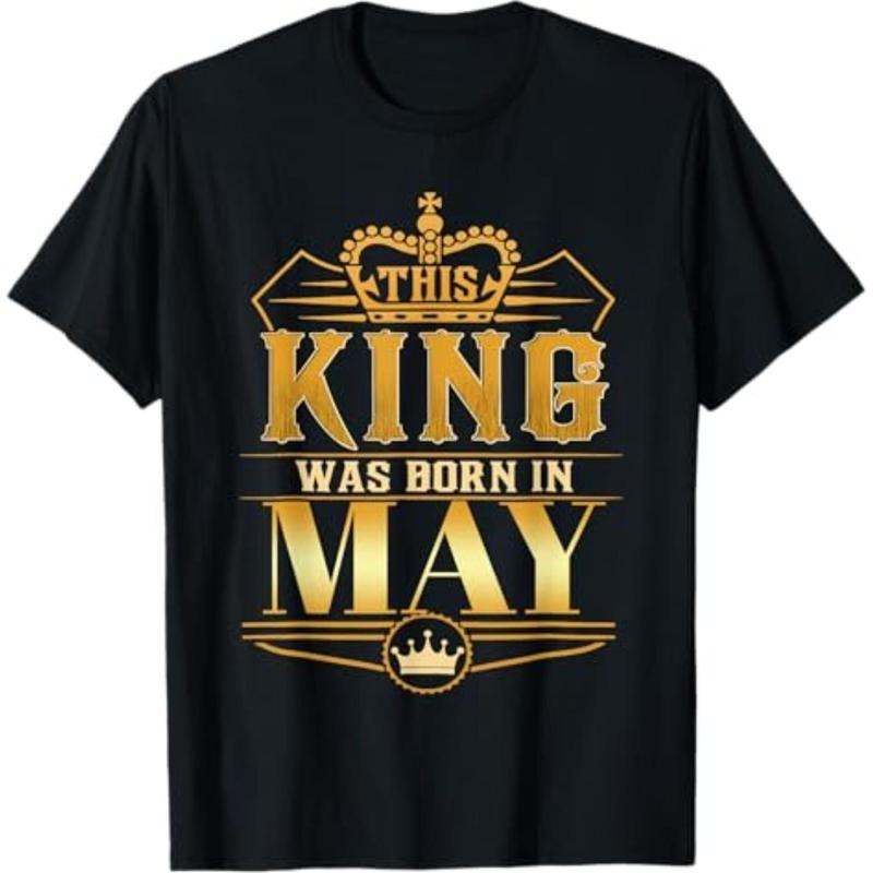 Casual T-shirt Mens This King was born Red plumber brand May Birthday King Men Best Birthd T-Shirt Menswear Top